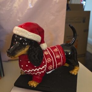 SOLD OUT Blue Sky Festive Dachshund Figurine in Red and Black